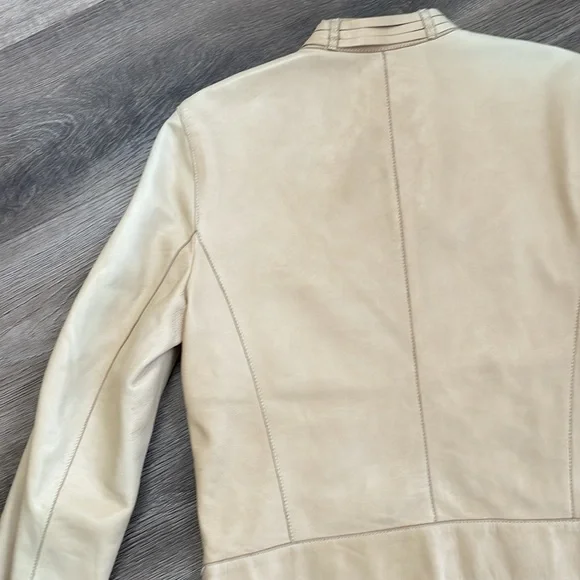 Joseph Lambskin Leather Moto Biker Jacket Light Tan Neutral Buttery Soft 40 S